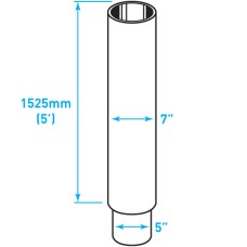 Exhaust Chrome Stack Reducing / Straight / Plain End / 7"-5" x 60"